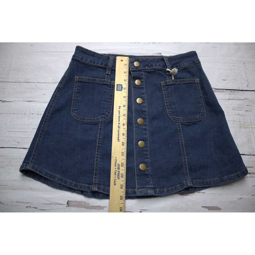 Altar'd State Denim Button Front Mini Skirt Blue S Boho - Picture 5 of 8